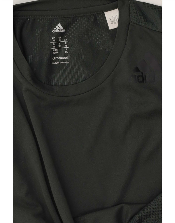 T-shirt Adidas Climacool da uomo Top XS verde mimetico in poliestere