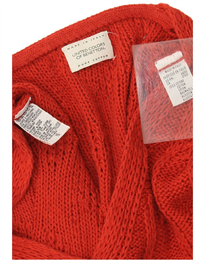 Maglione cardigan oversize da donna Benetton UK 10 piccolo cotone rosso