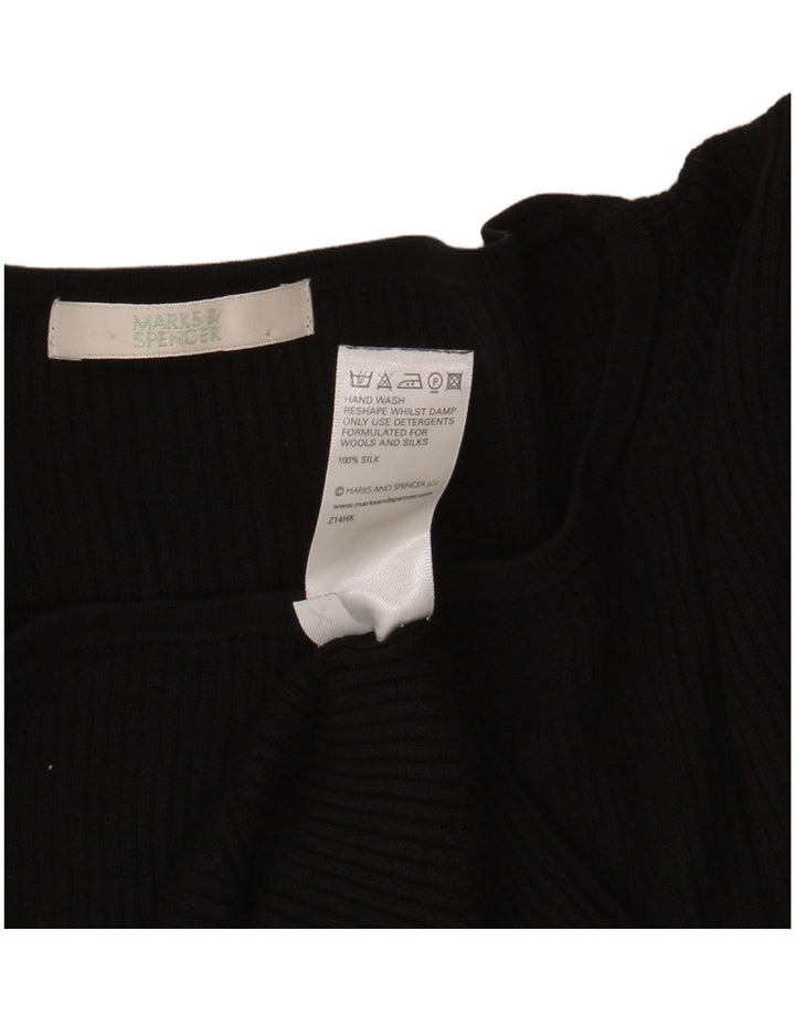 Top da donna Marks & Spencer manica 3/4 UK 18 XL seta nera