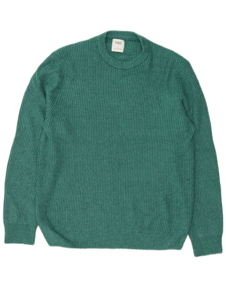 Maglione maglione girocollo da uomo Marks & Spencer grande verde in poliammide