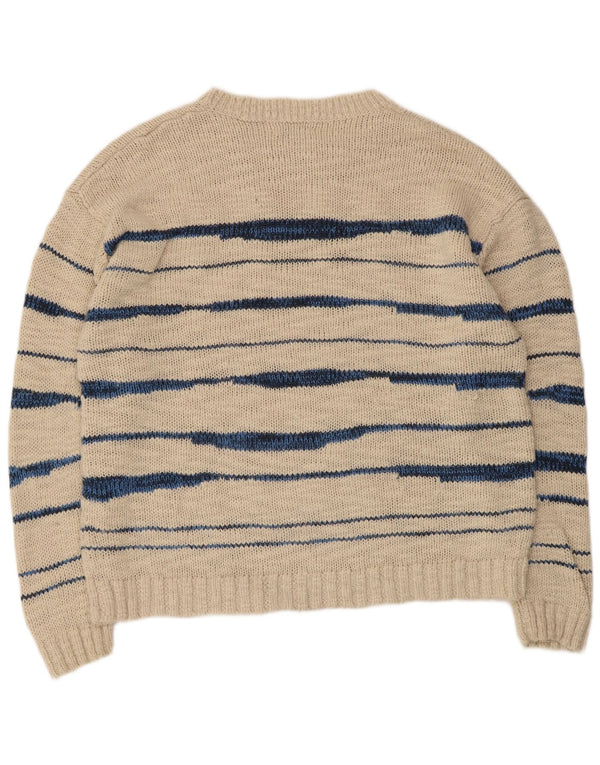 Maglione Zara da uomo con scollo a barca, grande acrilico a righe beige