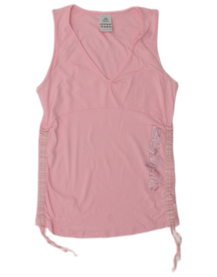 Canottiera grafica da donna Adidas UK 12 cotone rosa medio