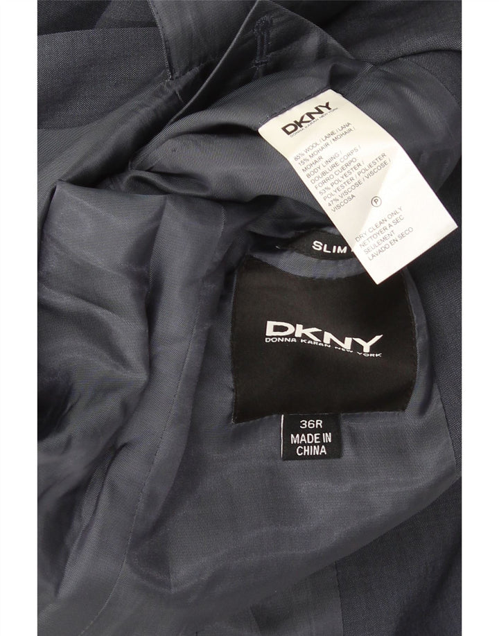 Giacca blazer slim fit da uomo Dkny a 2 bottoni UK 36 piccola in lana blu navy
