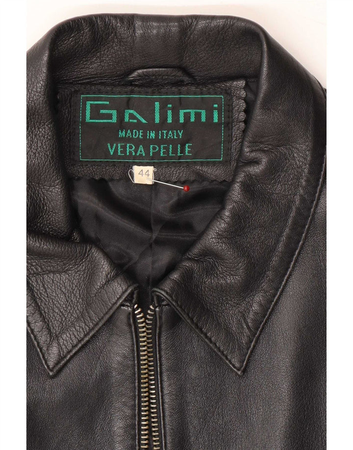 Giacca bomber in pelle vintage da donna IT 44 media nera
