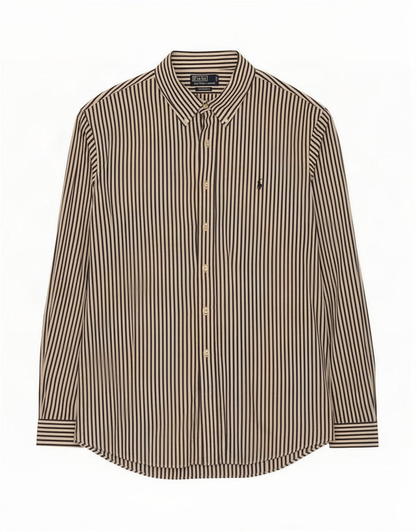 Polo Ralph Lauren Camicia da uomo su misura taglia 17 1/2 44 XL Gessato bianco