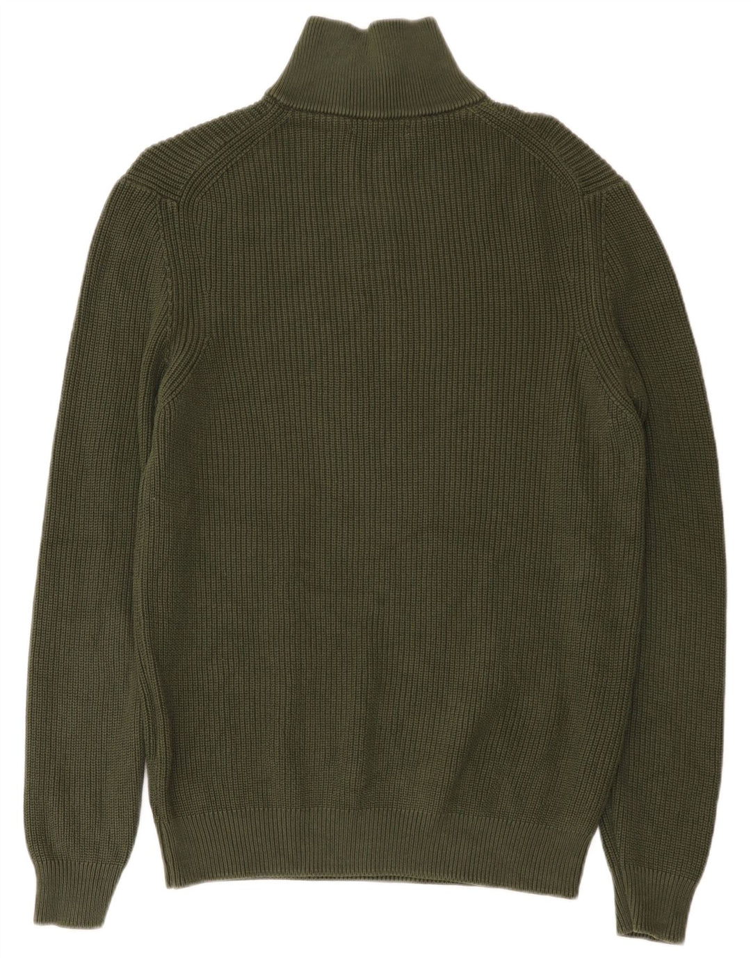 ZARA Maglione da Uomo con Zip e Collo Grande in Cotone Verde