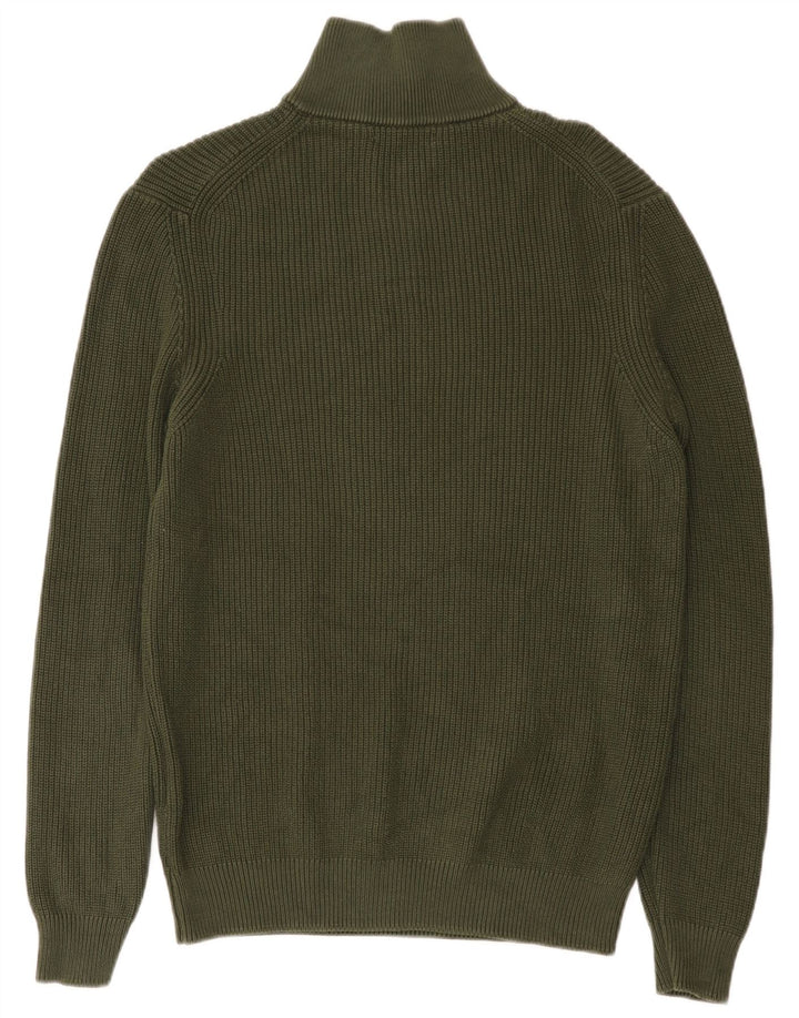 ZARA Maglione da Uomo con Zip e Collo Grande in Cotone Verde