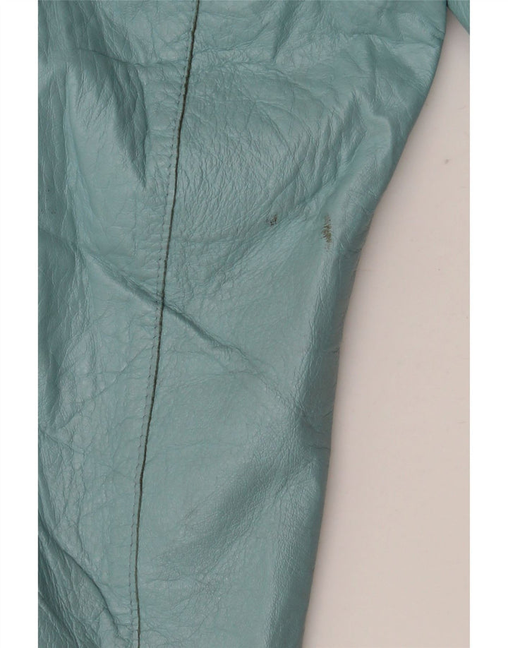 Giacca Bolero vintage da donna in pelle con maniche a 3/4 IT 42 Pelle blu medio