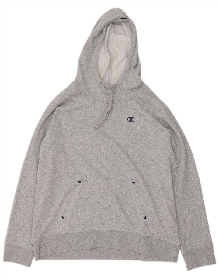 Maglione con cappuccio da uomo Champion, grande cotone chiazzato grigio