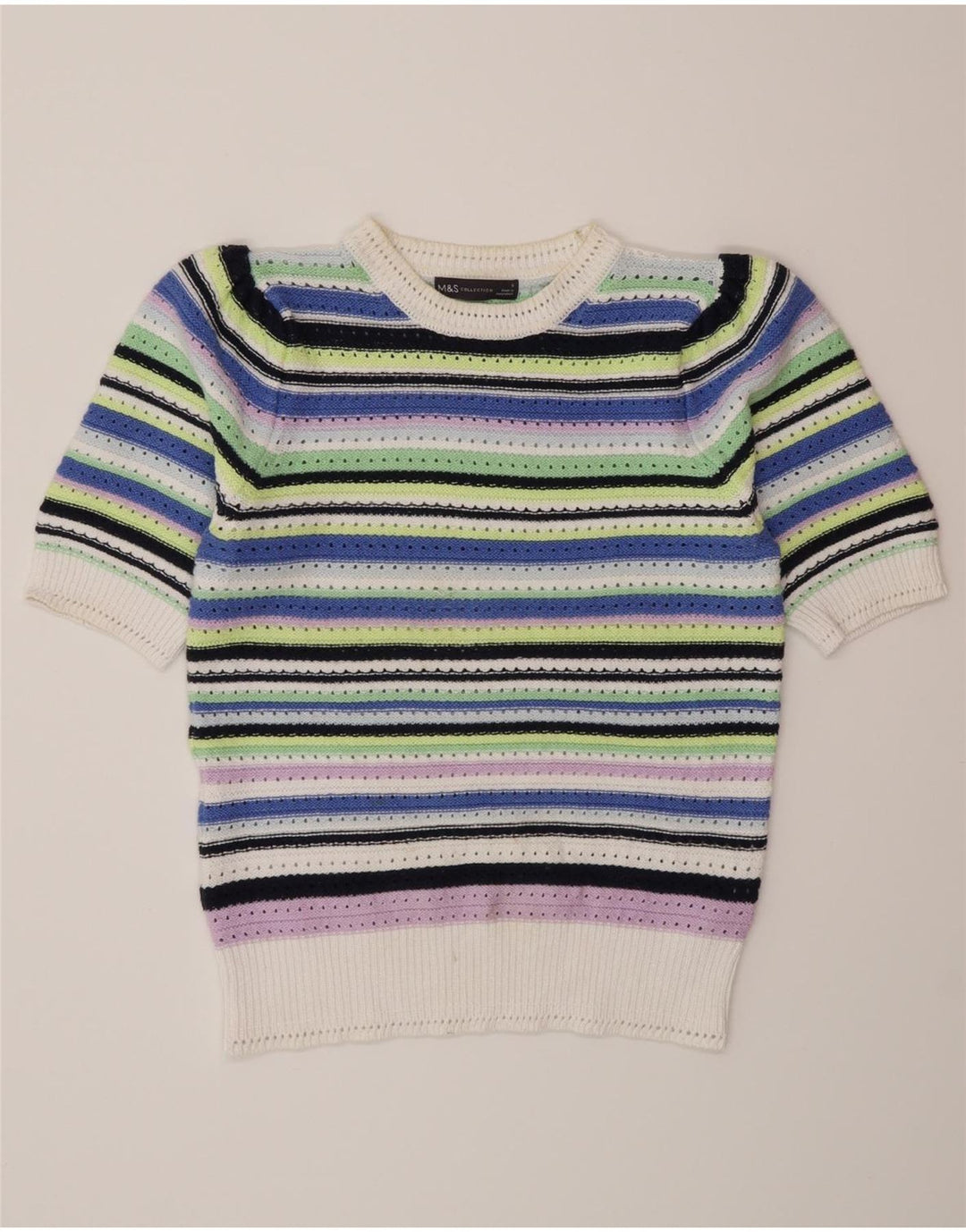 Maglione maglione girocollo da donna Marks & Spencer UK 10 piccolo multicolore