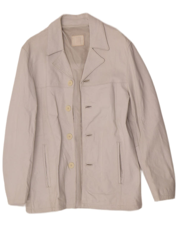 Giacca in pelle vintage da donna UK 10 piccola bianca