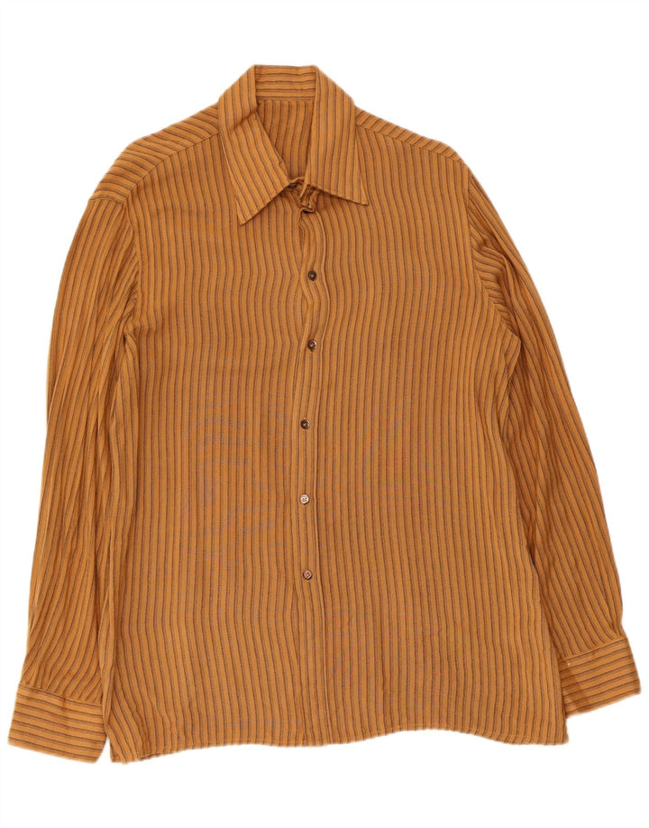 Camicia da uomo vintage gessata marrone medio