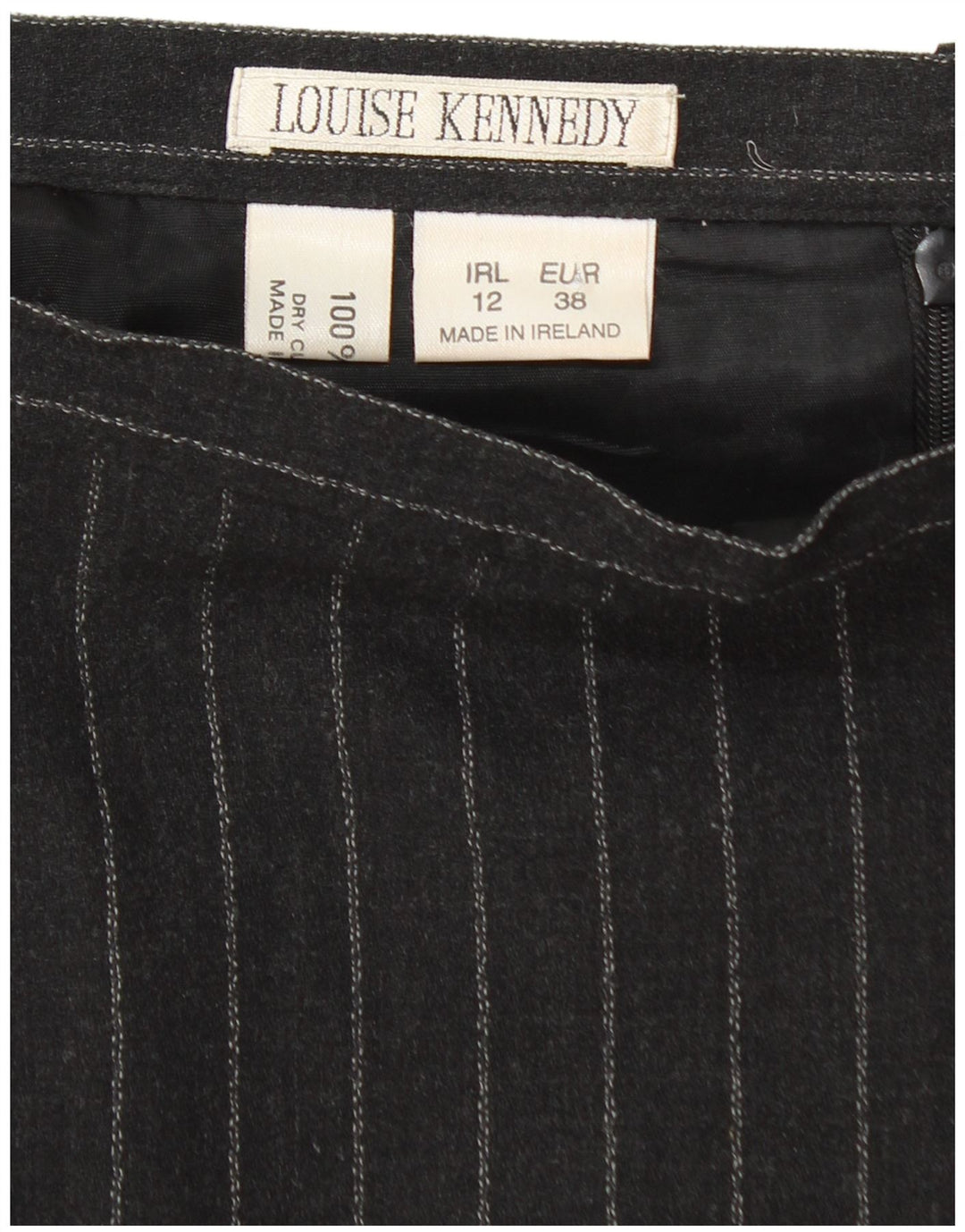 LOUISE KENNEDY Gonna a tubino da donna EU 38 Media W28 Lana gessata nera