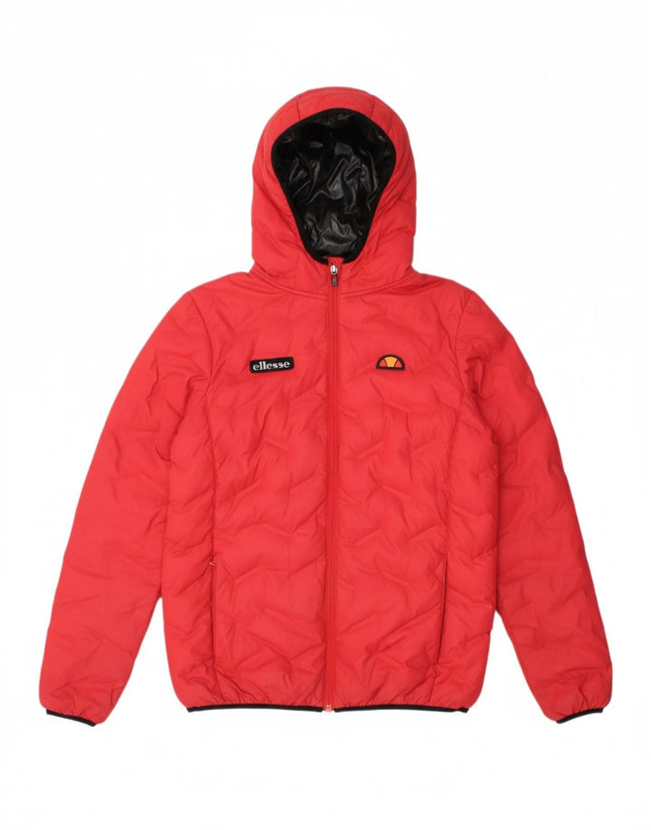 ELLESSE Womens Hooded Padded Jacket UK 10 Small Red Polyurethane