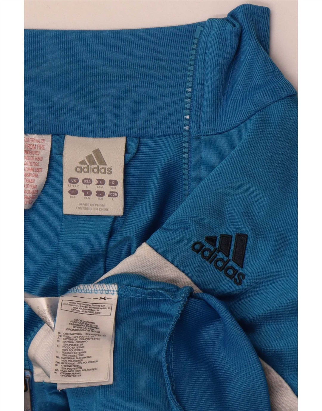 Giacca da tuta da ragazzo Adidas 13-14 anni in poliestere color block blu