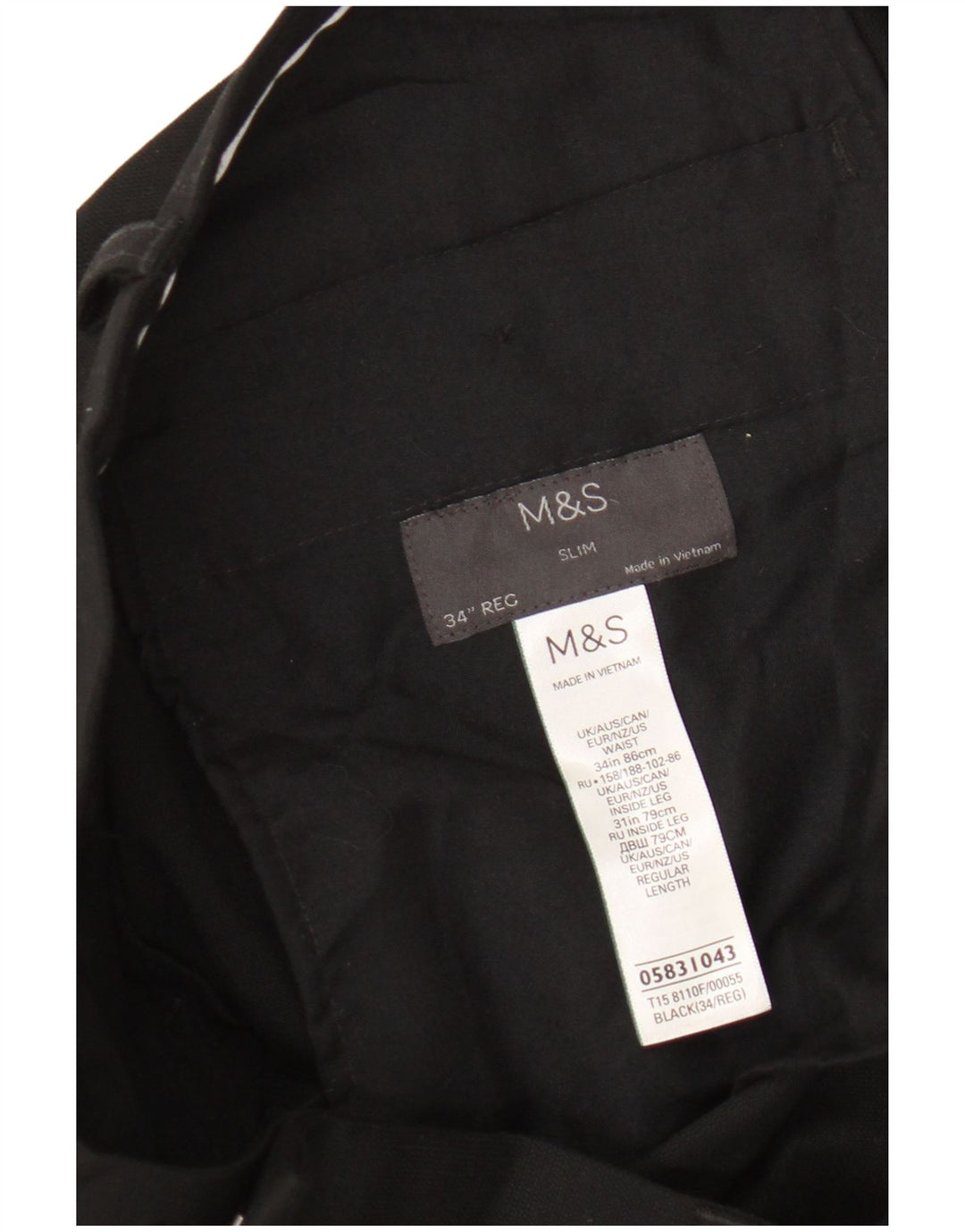 Pantaloni da abito slim da uomo Marks & Spencer W34 L31 poliestere nero