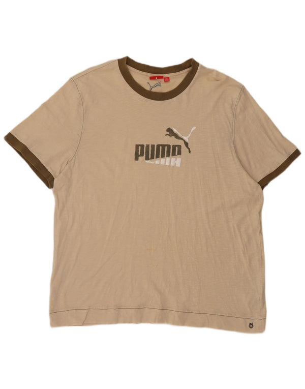 T-shirt grafica da uomo Puma Top 2XL in cotone beige