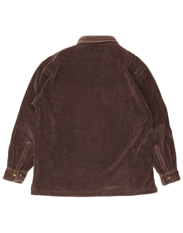 Camicia pullover in velluto a coste da uomo Marlboro Classics in cotone marrone medio