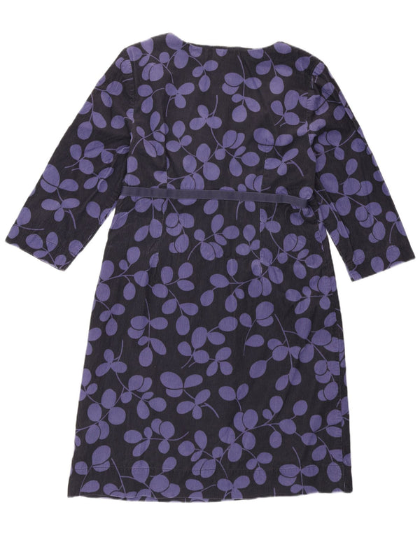 BODEN Abito da donna in velluto a coste con maniche a 3/4 UK 14 Grande floreale viola