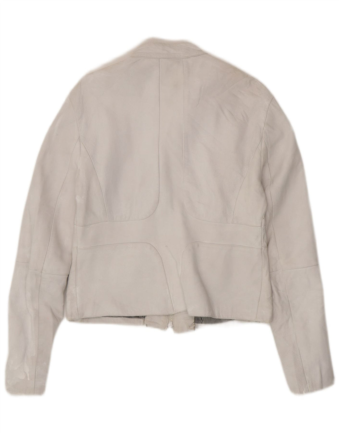 Giacca in pelle corta da donna vintage UK 18 XL in pelle bianco sporco