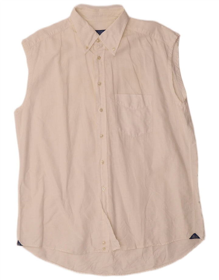 Camicia senza maniche da uomo Best Company XL in lino bianco