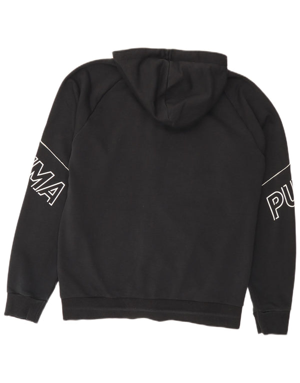 Felpa con cappuccio e zip grafica da uomo Puma in cotone nero medio