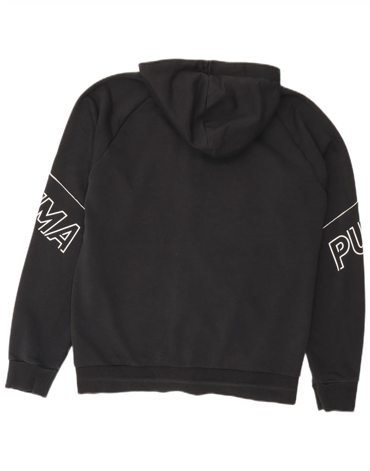 Felpa con cappuccio e zip grafica da uomo Puma in cotone nero medio