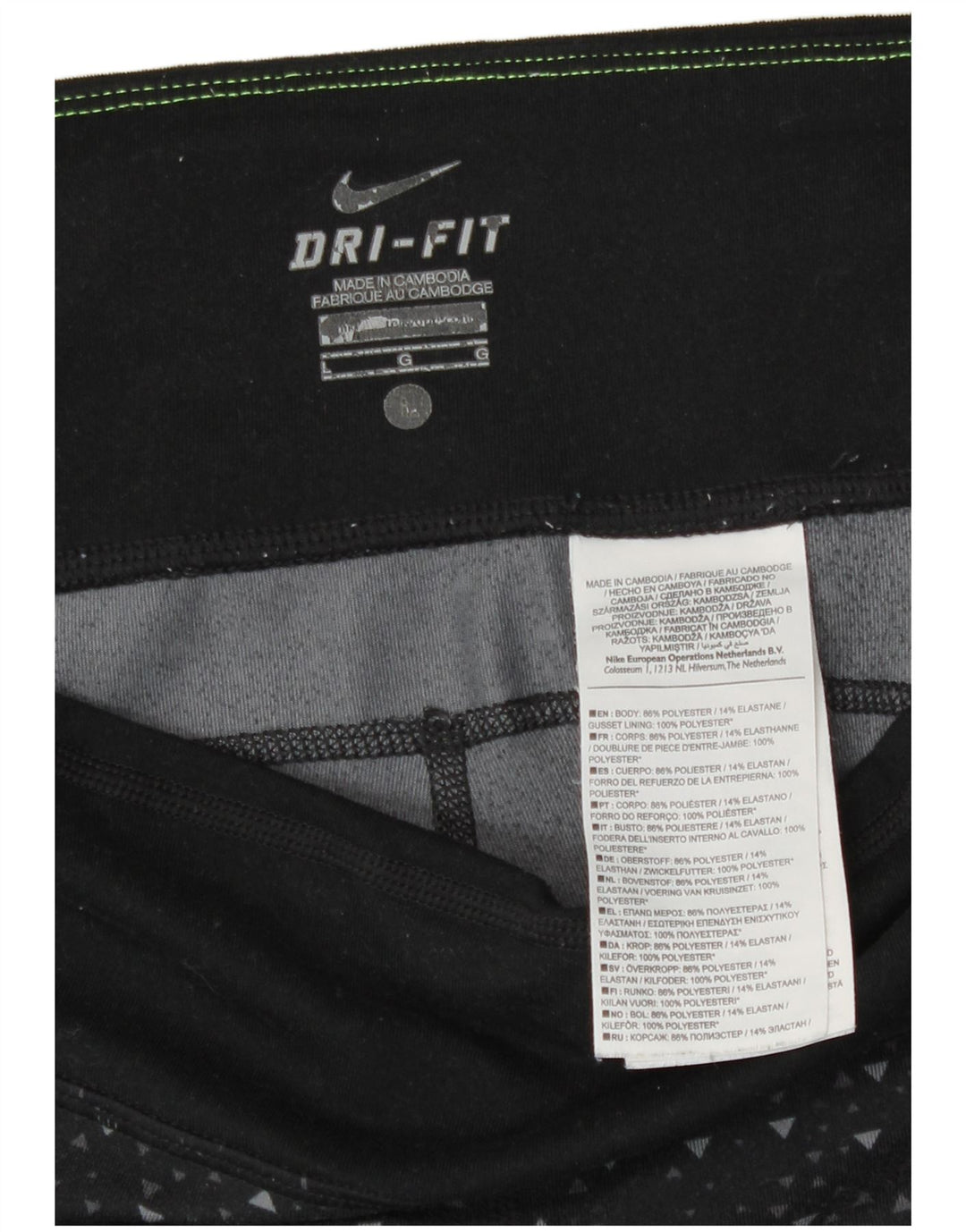 Leggings Nike Dri Fit Capri da donna UK 16 Large Nero Poliestere geometrico