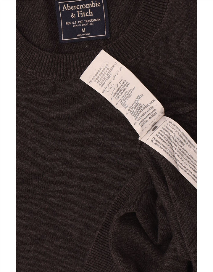Maglione maglione girocollo da uomo Abercrombie & Fitch in cotone grigio medio