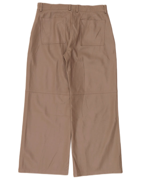 Pantaloni in pelle vintage da donna a gamba larga W30 L27 Marrone