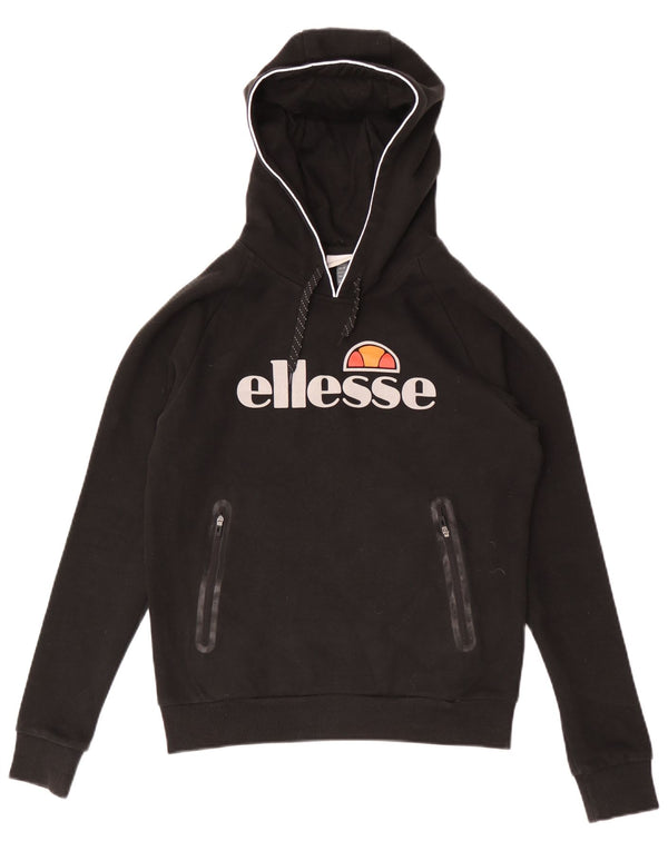 Felpa con cappuccio grafica da donna Ellesse UK 8 piccola in cotone nero
