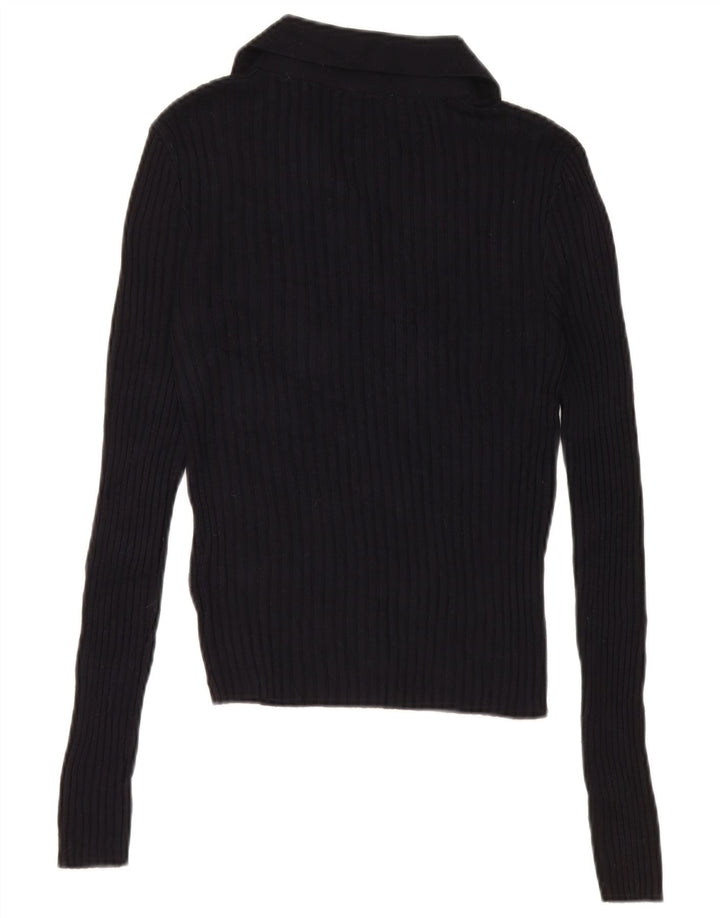 Top corto da donna Zara UK 12 viscosa blu navy medio