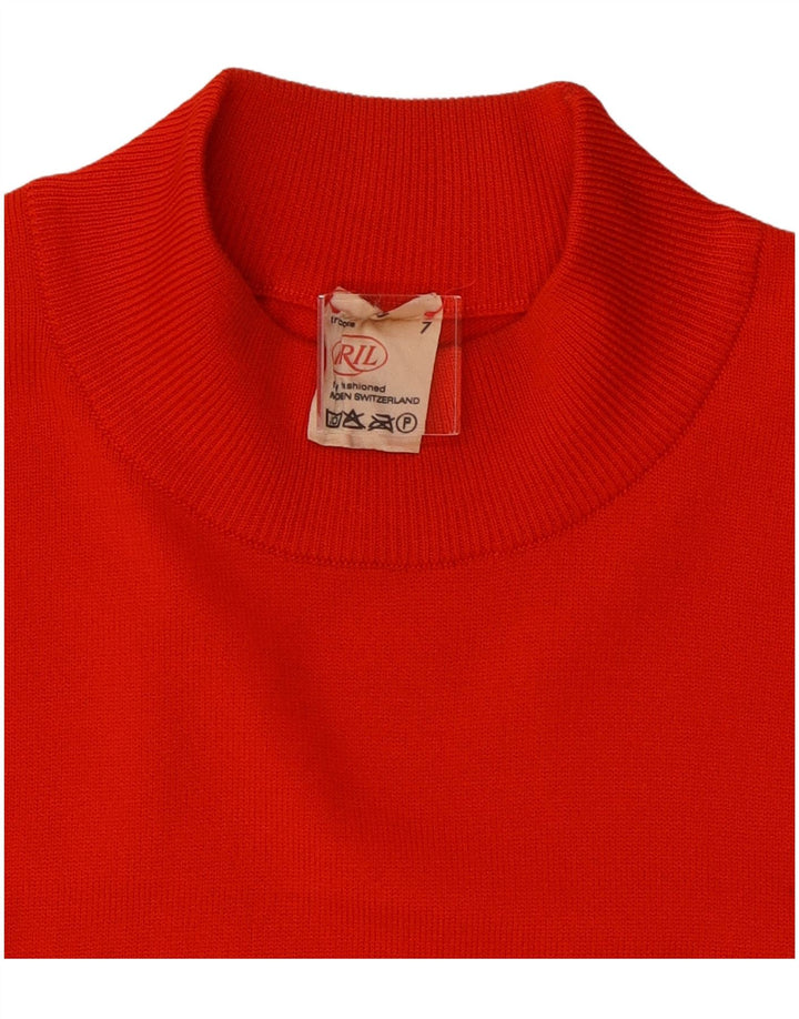 Maglione maglione vintage da donna con collo alto UK 14 Poliestere rosso medio