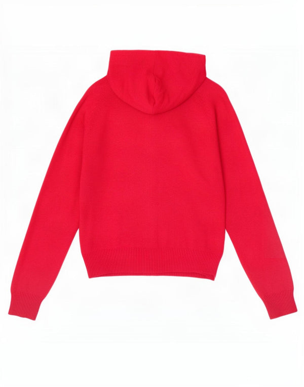 Maglione cardigan con cappuccio corto da donna Penguin UK 12 Lana merino rosa medio
