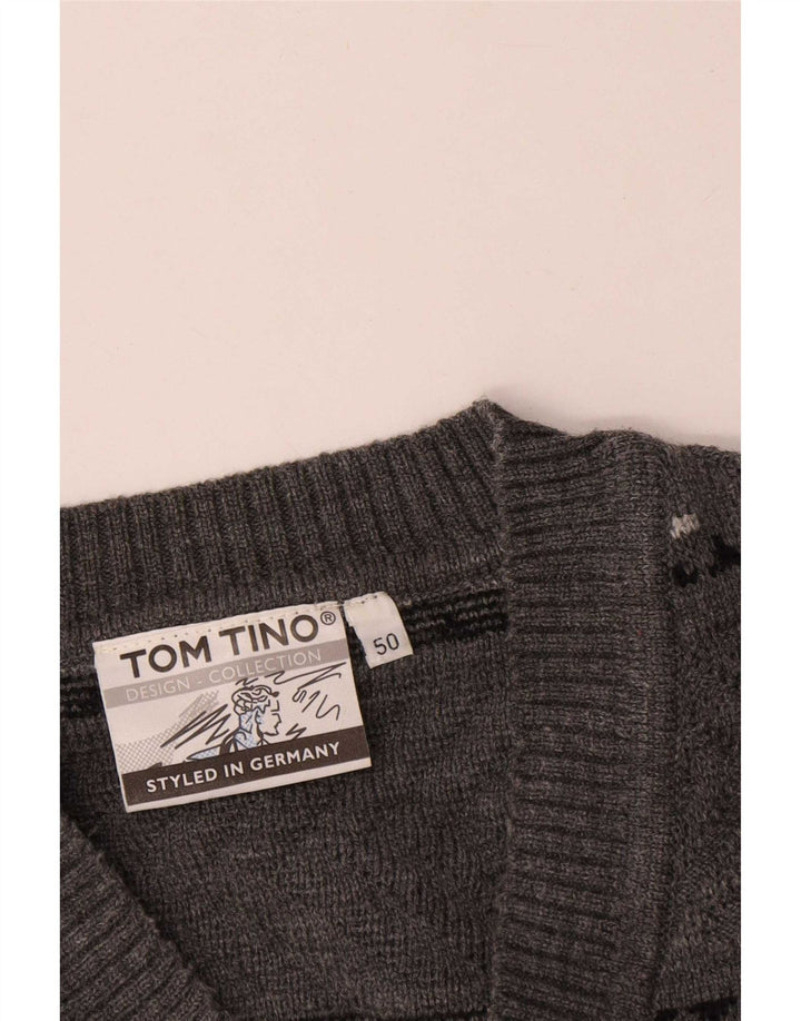 Maglione maglione da uomo con scollo a V Tom Tino EU 50 grigio medio a righe