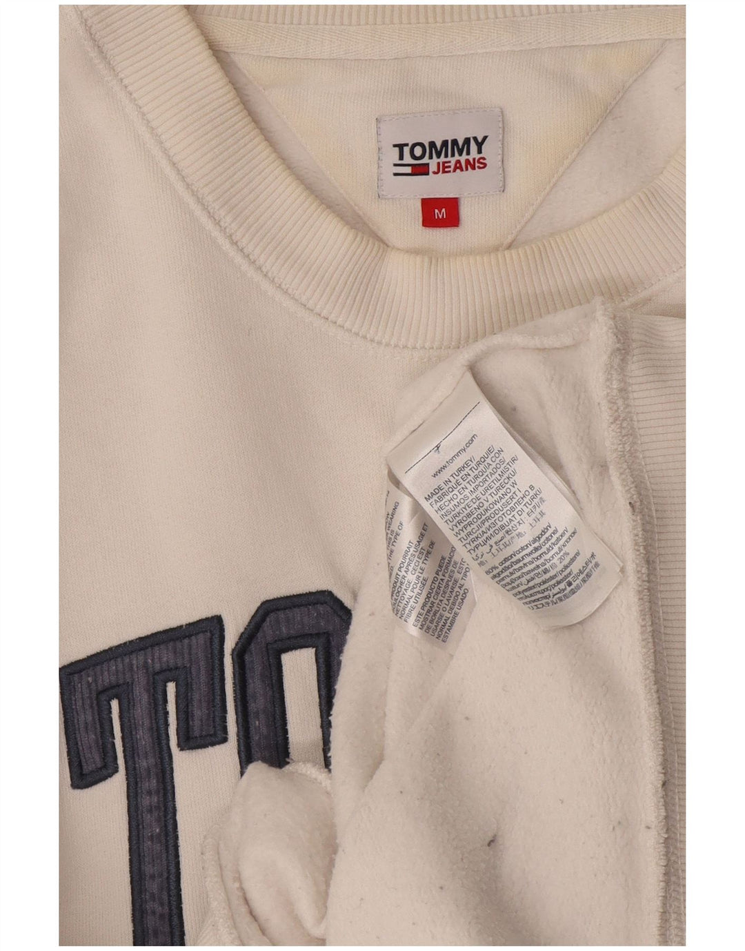 Felpa grafica da uomo Tommy Hilfiger Maglione cotone bianco medio