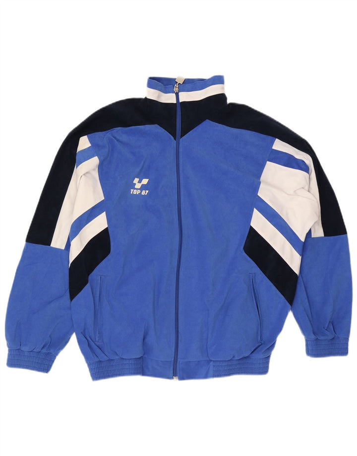 Giacca da tuta da uomo vintage IT 48 Poliestere color block blu medio