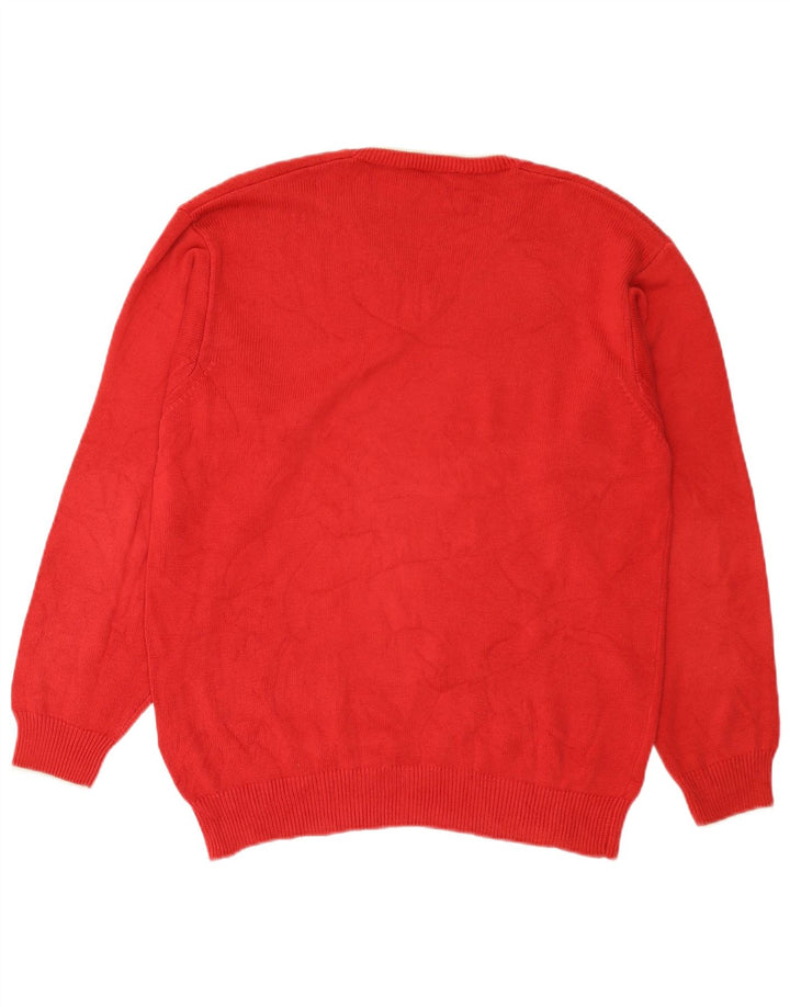 Maglione da uomo con scollo a V Fred Perry in cotone rosso medio