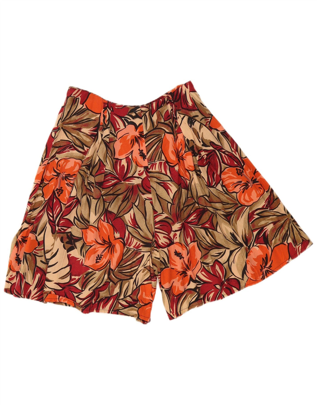 Bermuda culotte da donna vintage W30 medio floreale multicolore