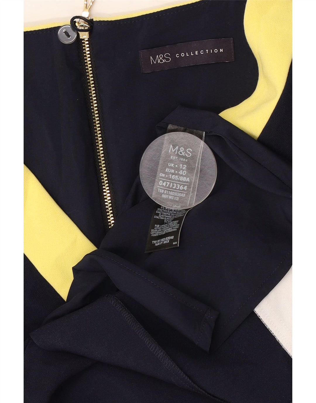 Abito aderente da donna Marks & Spencer UK 12 Blocco colore blu navy medio