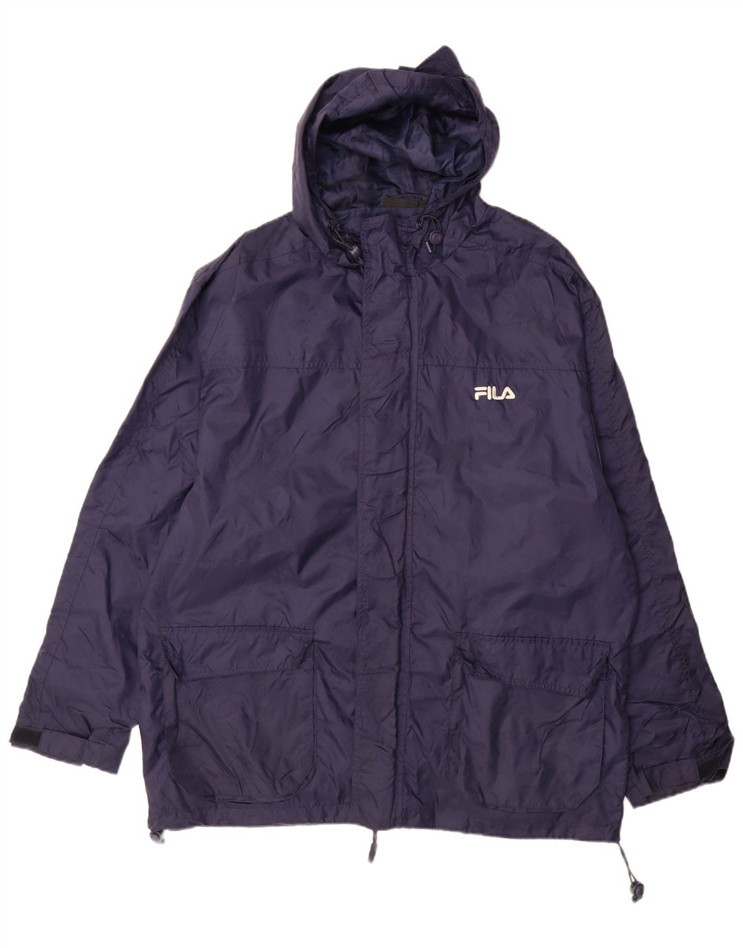 Giacca a vento con cappuccio da uomo Fila, grande, in nylon color block blu navy