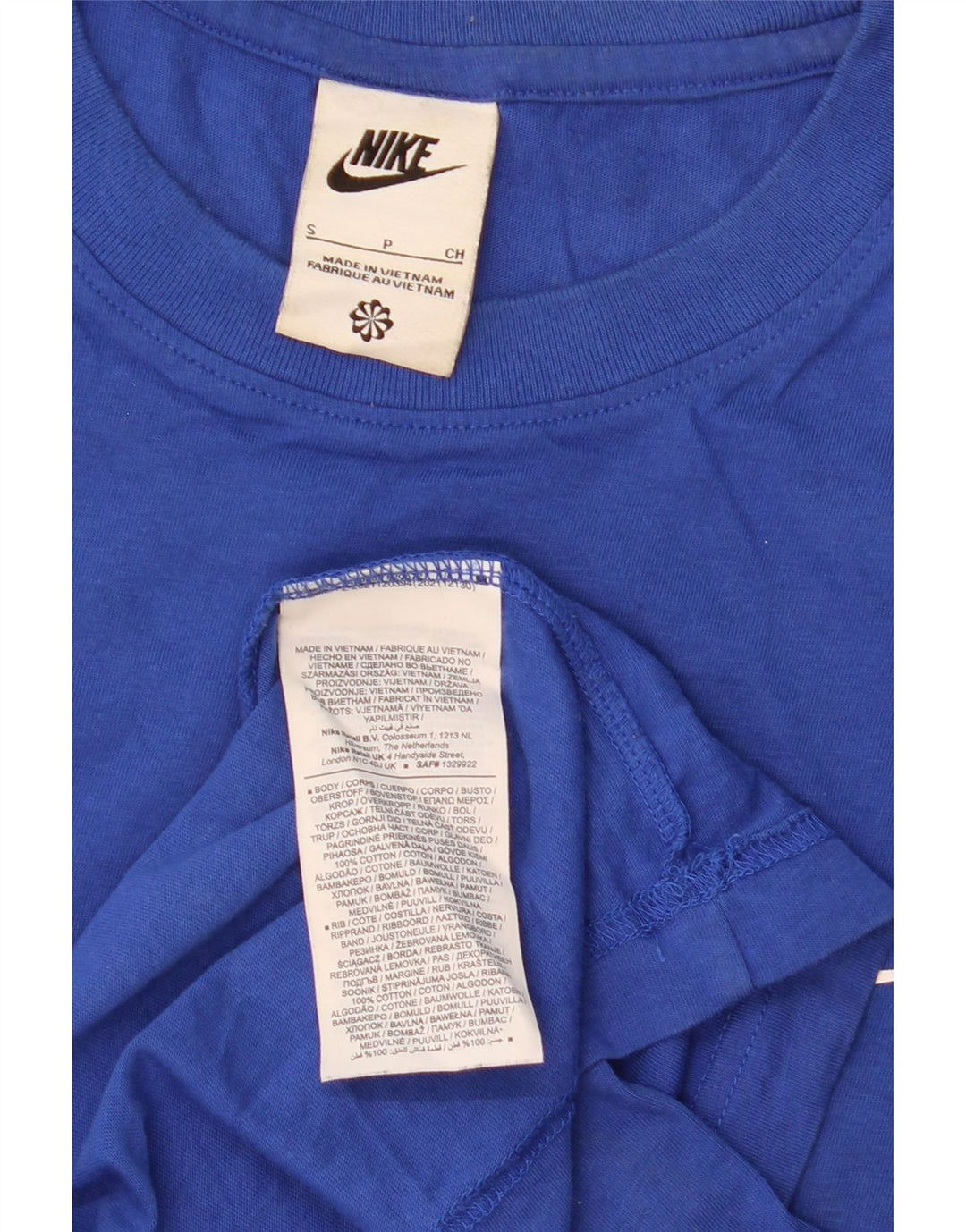 T-shirt grafica da uomo Nike Top Small blu in cotone color block