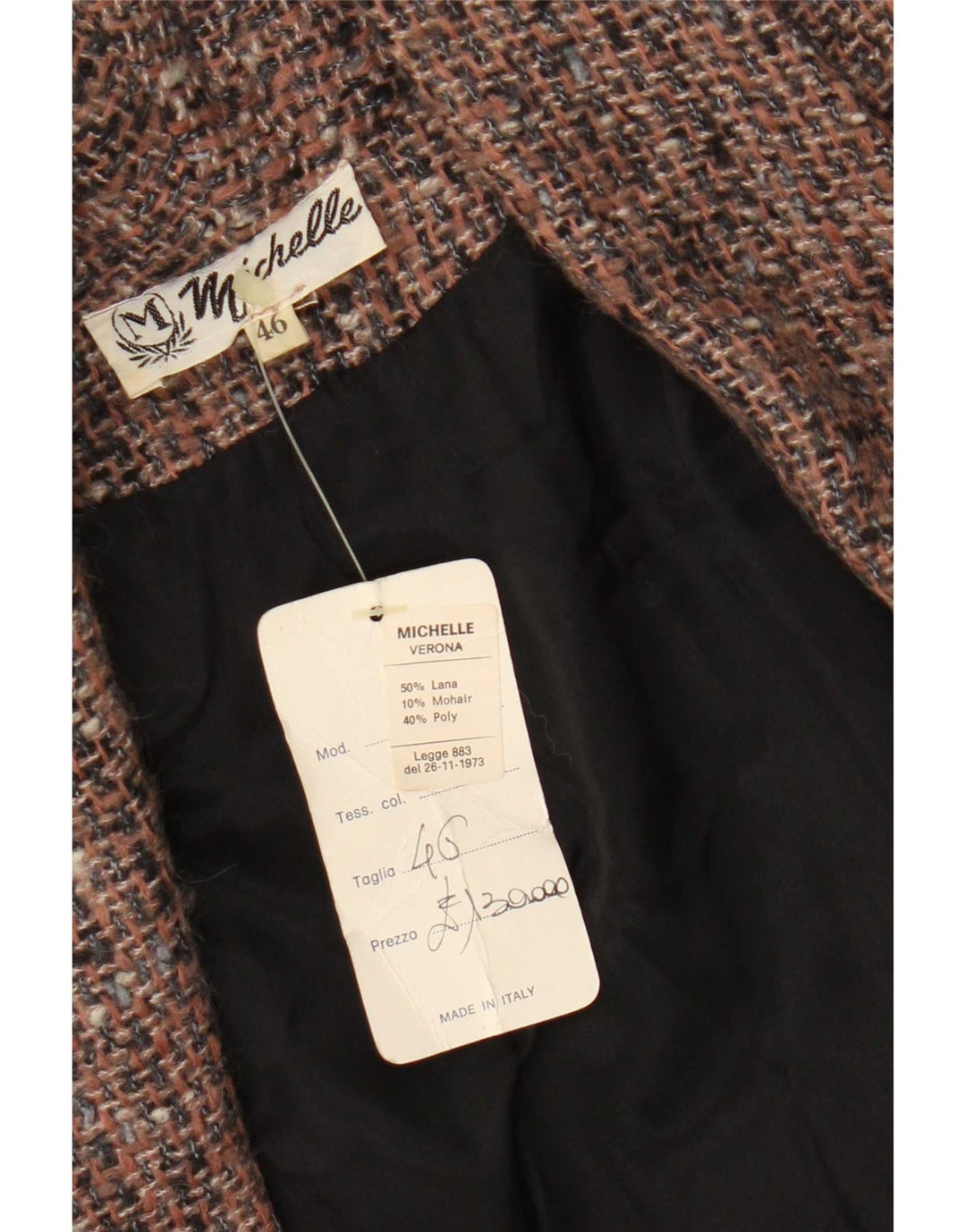Giacca blazer aperta da donna Michelle IT 46 grande lana screziata marrone