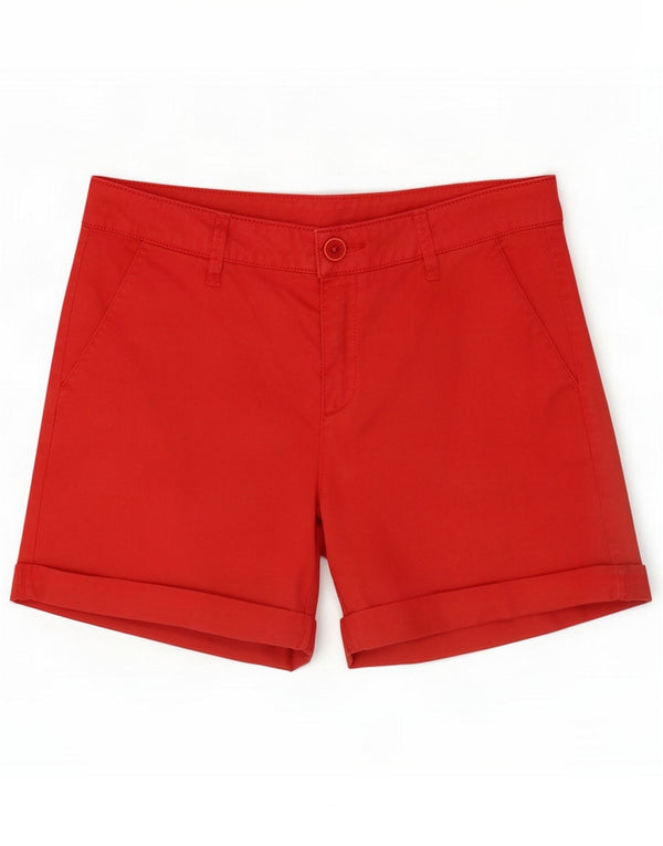 Benetton Pantaloncini chino da donna UK 10 Small W30 Rosso Cotone