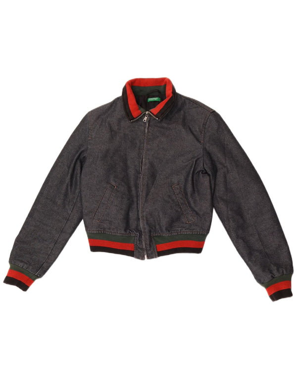 Giacca a vento in denim da bambino Benetton 10-11 anni Blu navy Colourblock