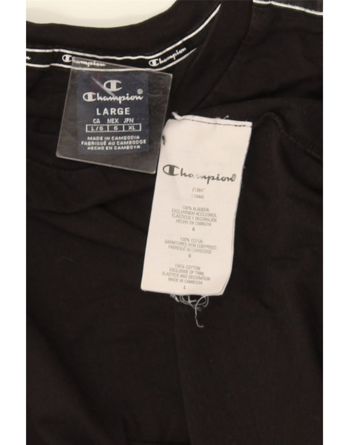 Champion Top grafico da uomo a maniche lunghe in cotone nero grande