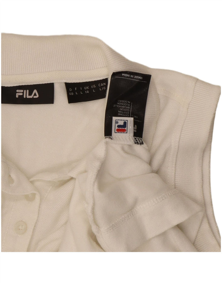 Polo senza maniche da donna Fila UK 14 cotone bianco medio