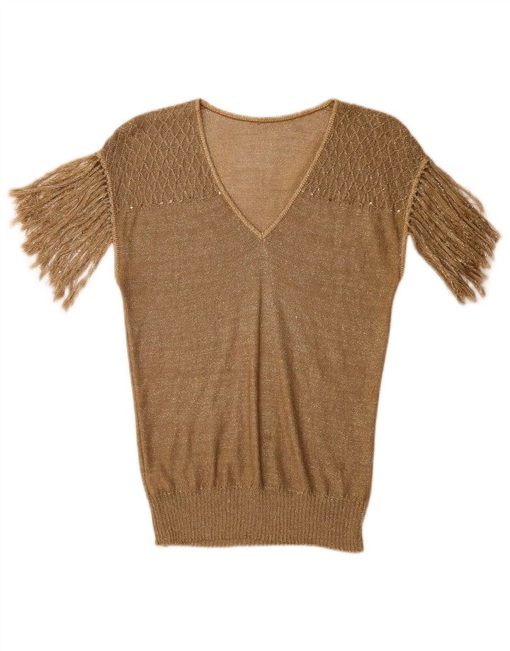 Camicetta vintage da donna Top UK 10 Small Gold