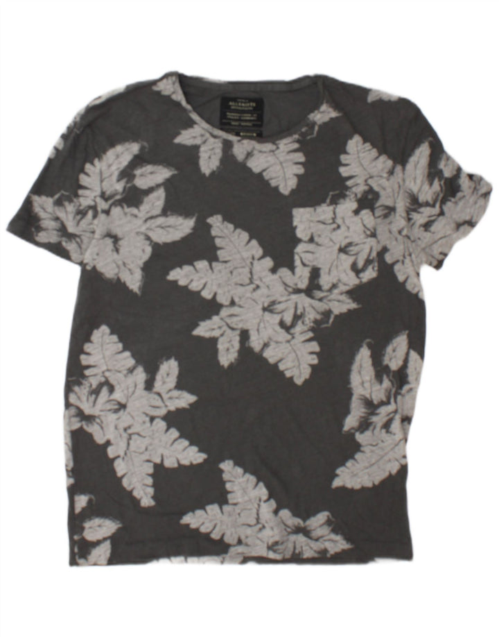T-shirt da uomo All Saints Top in cotone floreale grigio medio