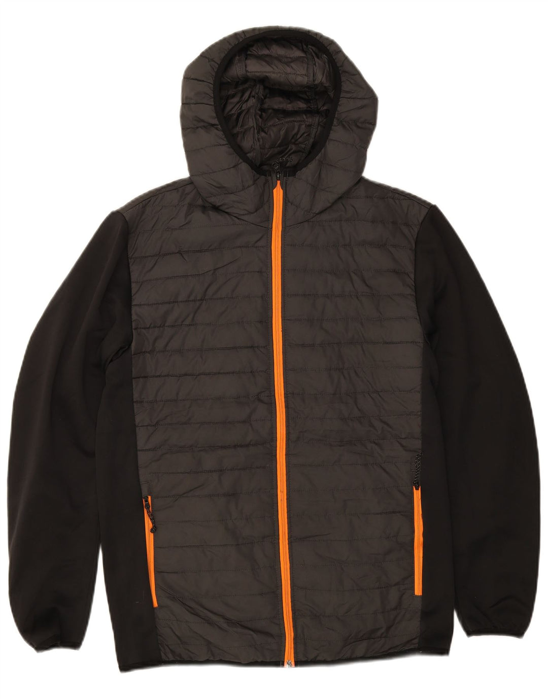 JACK & JONES Mens Hooded Padded Jacket UK 38 Medium Black Colourblock